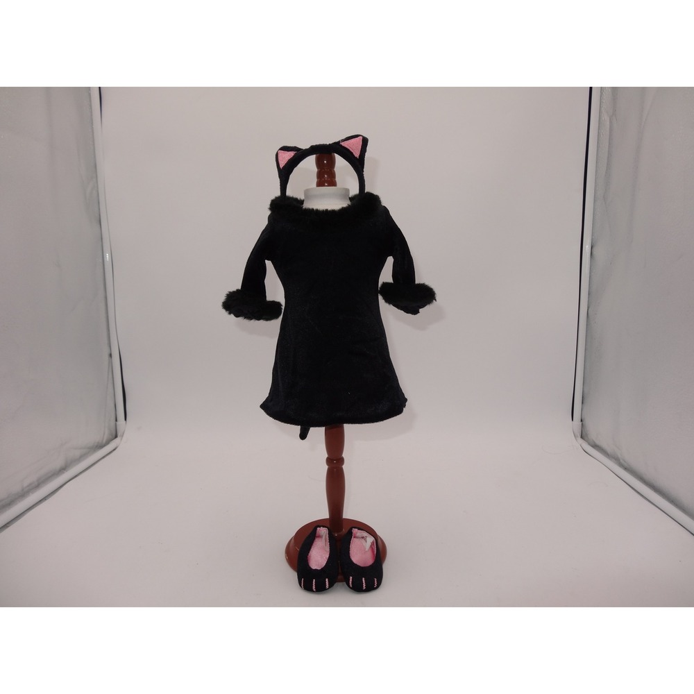 American Girl Doll Kitty Cat Costume Headband Shoes Dress Black Pink 2007